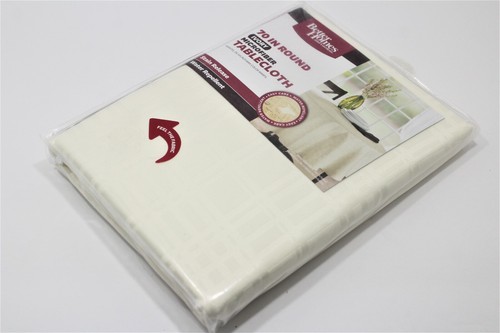 Round Microfiber Tablecloth Ivory Easy Care Better Homes & Gardens 70" - Picture 4 of 6