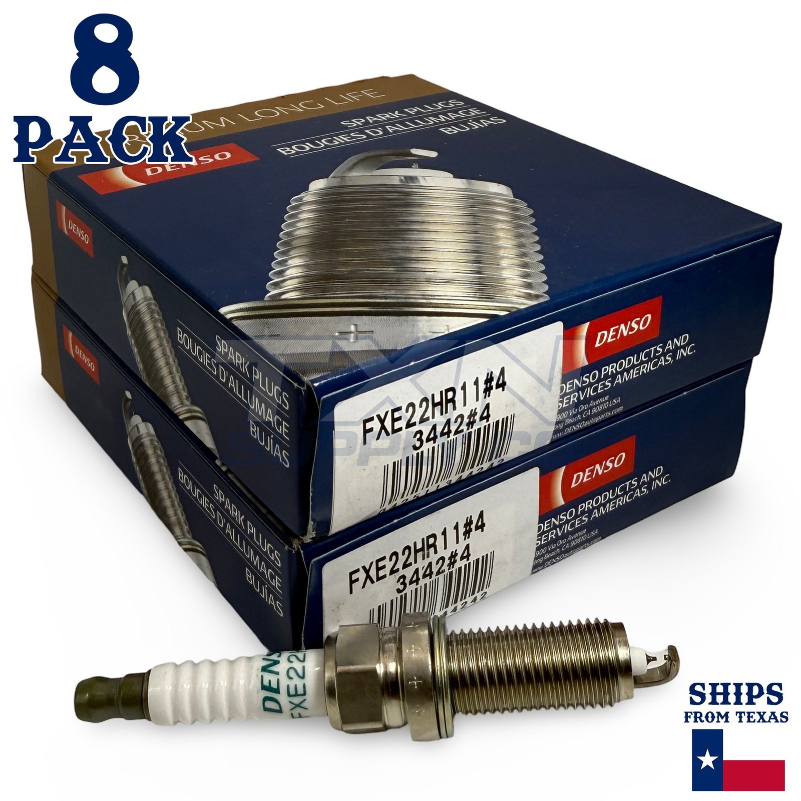 8 Pack Denso 3442 Iridium Long Life Spark Plugs FXE22HR11