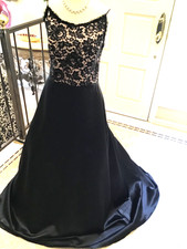 JIM HJELM NEW evening social formal Black lace Spaghetti strap dress gown 12