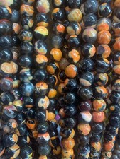 480 Pcs Rare Tibetan Black/Orange Natural Agate Dzi 8mm Round Beads