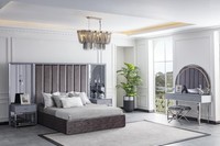 Schlafzimmer MöBel Set Grau Bett Schminktisch Nachttisch Hocker 6Tlg.