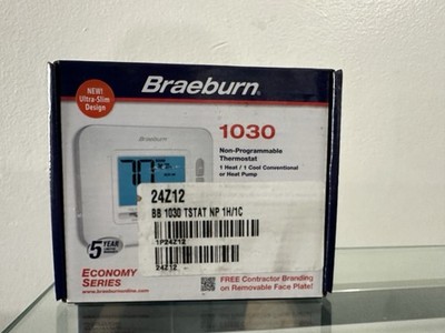 Braeburn 1030 Thermostat Non-Programmable 1 Heat 1 Cool Tstat New , Box Damaged