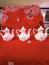 Chuan Kuo Porcelain Fish Oil & Vinegar Set, 3 Bottles, Dishwasher Safe, White