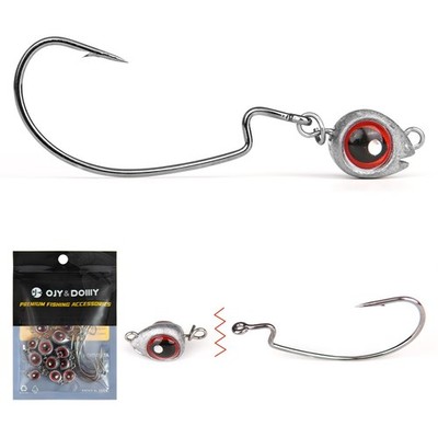 15 Sets Detachable Fish Head Swimbait Jig Heads Weedless EWG Hooks Kit Tackle