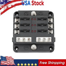 6 Way Car Boot Power Distribution Blade Fuse Holder Box Block Panel Board US