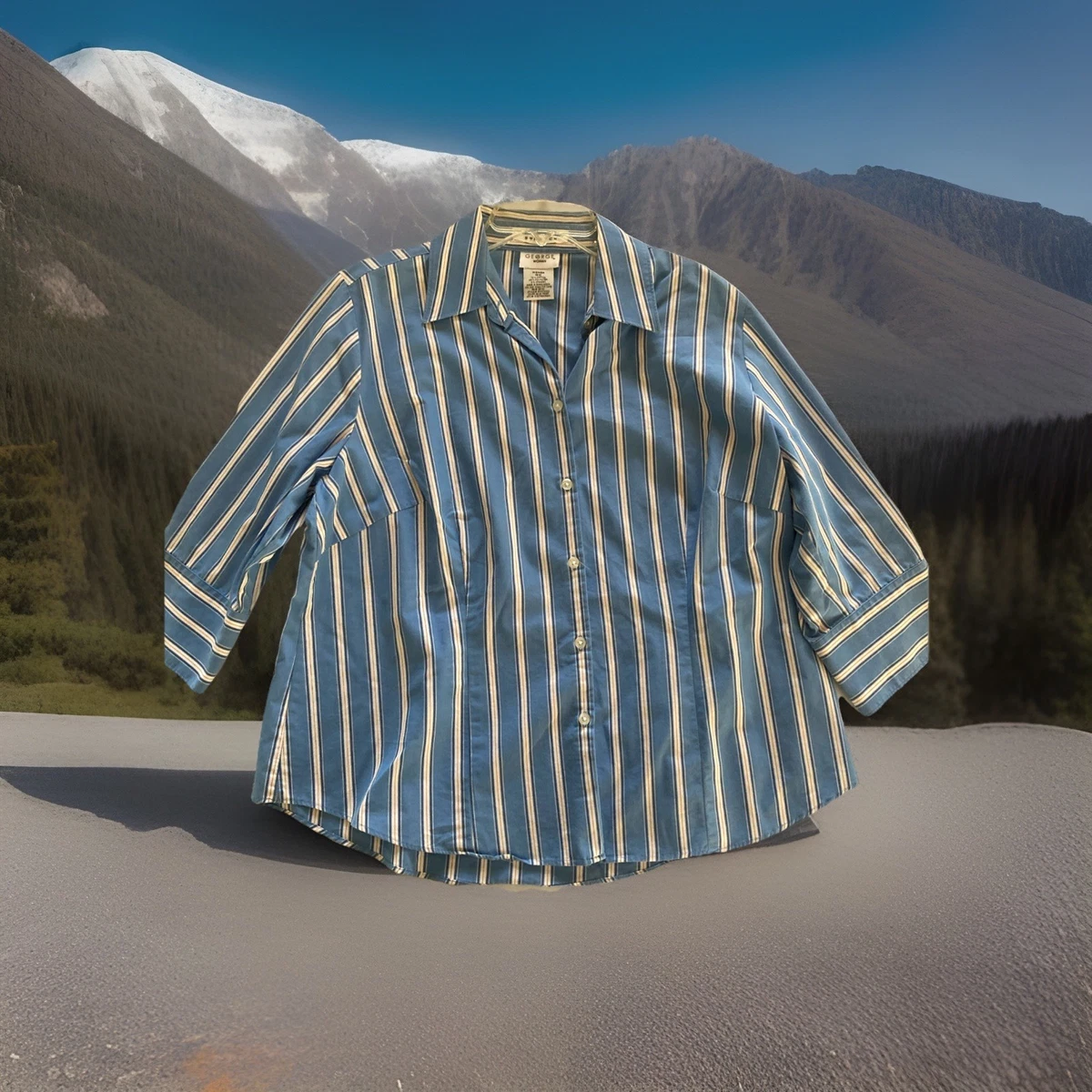 Blouse George Femme XS - Rayures Dorées Avec Fil Or - Stretch - Neuve étiquetée