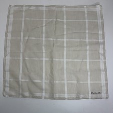 Handkerchief Man Christian Dior Plaid Striped Beige Pocket Square Cotton