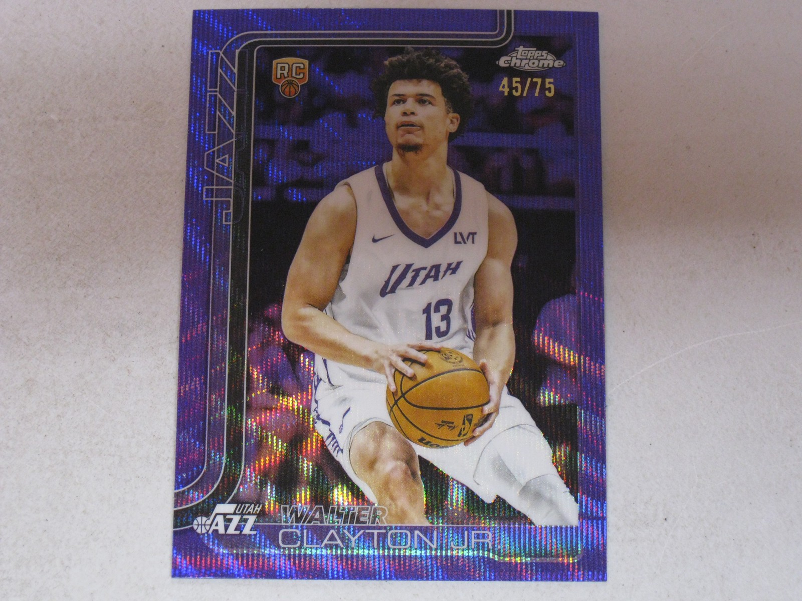 2025-26 Topps Chrome Rookie Purple Wave Refractor 268 Walter Clayton Jr RC 45/75