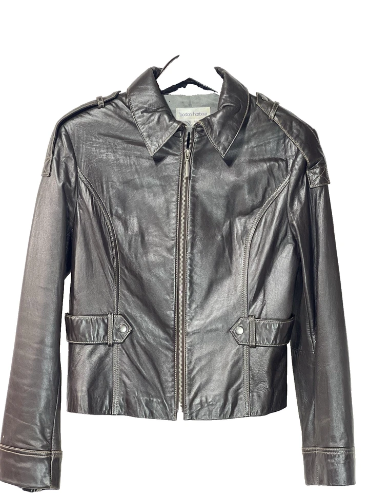 Кожаная куртка женская Boston Harbor M эспрессо коричневая - Изображение 3 из 4