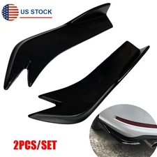 Glossy Black Car Rear Bumper Lip Wrap Angle Splitters Canards Fins Diffuser Kit
