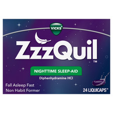 Vicks ZzzQuil, Nighttime Sleep Aid LiquiCaps, 25 mg Diphenhydramine HCl 24 Caps