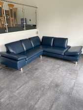 Ledersofa/-polsterecke, W. Schillig, Blau, gebraucht, aber sehr gepflegt