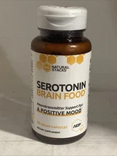 Natural Stacks Serotonin Brain Food for Positive Mood 60 Vcaps, Exp 10/26