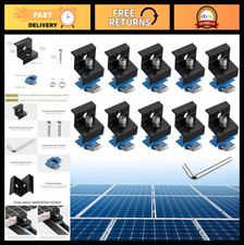 10pcs Solar Panel End Clamps, Aluminum Mounting Brackets for Metal Flat Roofs