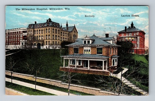 Milwaukee WI-Wisconsin, The Milwaukee Hospital, antik, Vintage um 1924 Postkarte
