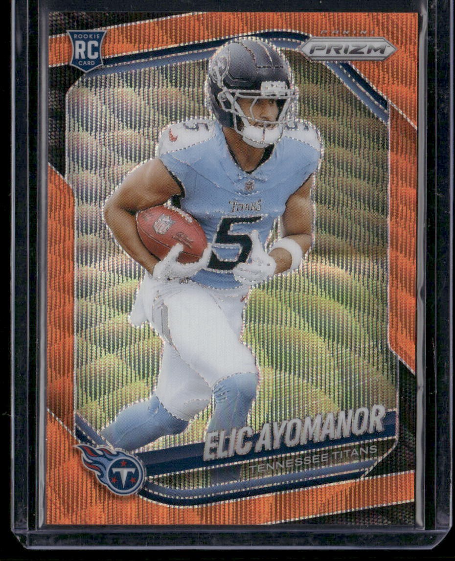 2025 Panini Prizm #321 Elic Ayomanor Orange Wave #/65 RC