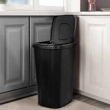 Hefty 13.3 Gallon Kitchen Trash Can Touch Top Garbage Bin Push Button Lid