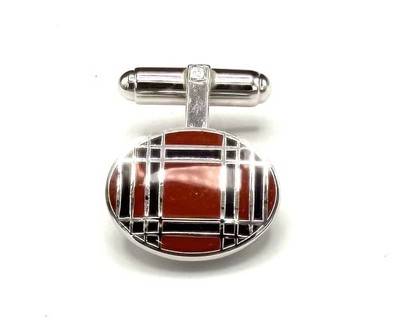 WEH Walter E Hayward Sterling Silver Modernist Enamel Oval Single Cufflink 4.6g