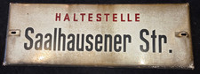 Haltestellenschild Dresden Metall / Emaille / Email Haltestelle Saalhausener Str