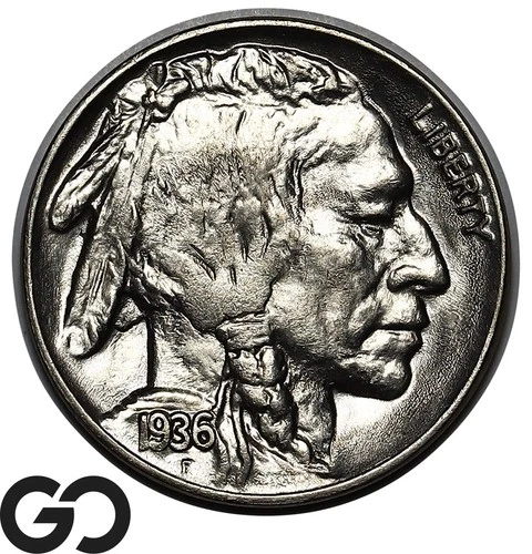 1936 Buffalo Nickel, Blast White Solid Gem BU++