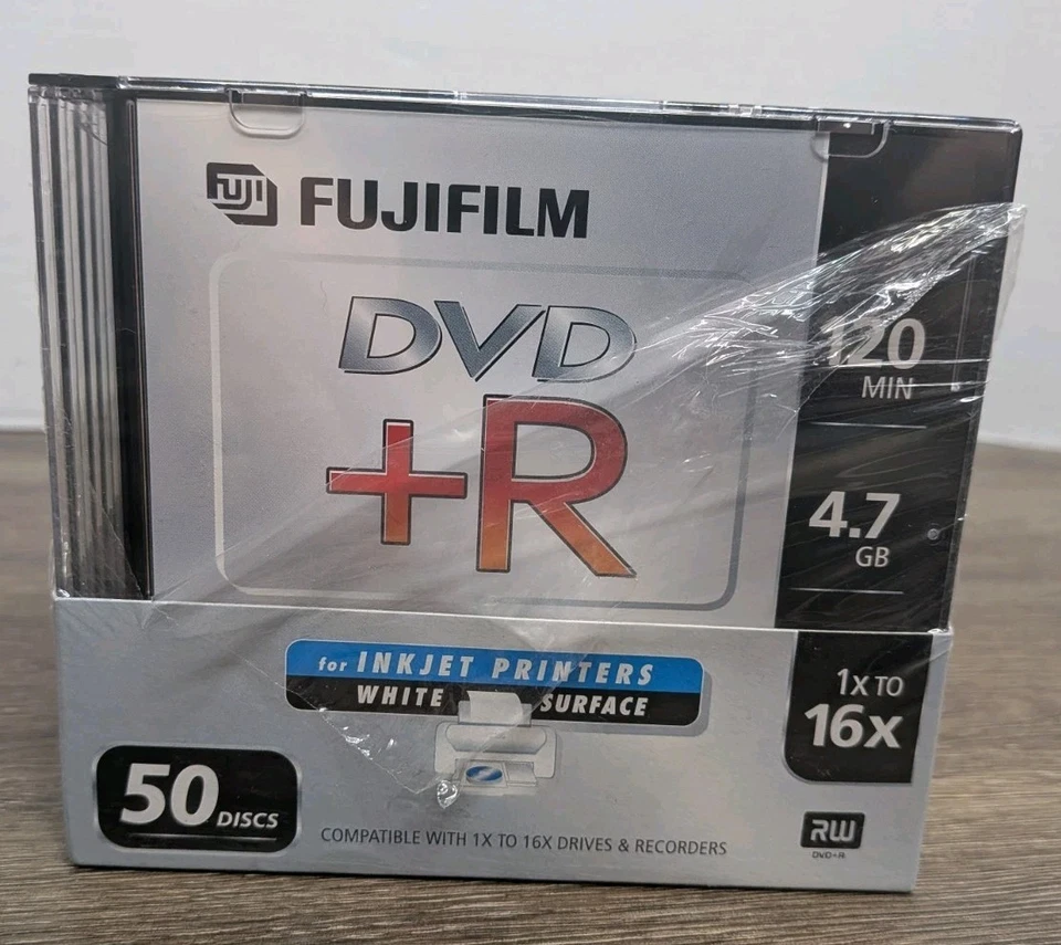 FujiFilm DVD +R RW 120 Min 4.7 GB 16x 50 Disc Pack with Cases For Inkjet Printer - Image 2 of 4