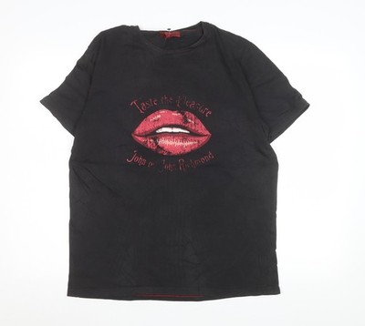 John Richmond Herren T-Shirt Schwarz Graphic Lips Rock Gr. M