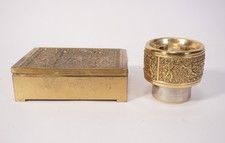 2x Erhard & Söhne Schwbisch Gmünd Metalowe przedmioty Pudełko na biżuterię Świecznik