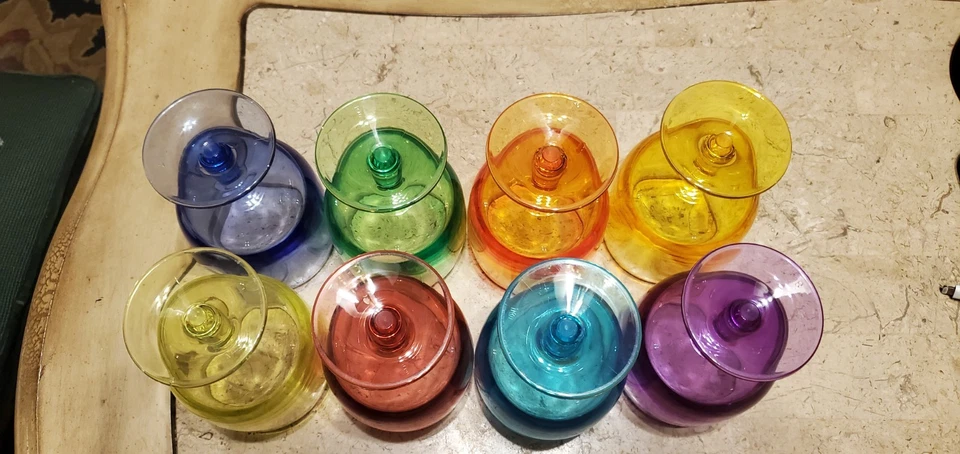 Juego de 8 copas de vino/agua bloque de color acrílico "vintage" de 5,5" de alto años 90/cb Foto 3 de 4