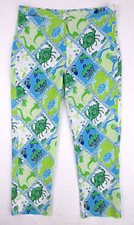 Lilly Pulitzer Vintage White Label Skinny Crop Pants Starboard Patch Sz 8 MINT 