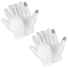 2 Pairs Touch Screen Moisturizing Gloves White Cotton Moisturizing Gloves