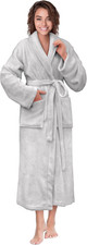 Womens Robe Fleece Plush Soft, Fluffy Fuzzy Cozy Warm Bathrobe, Shower Spa House