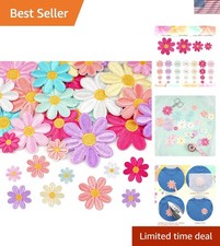 32Pcs 4 Sizes Daisy Flower Iron on Patches Cute Daisy Floral Embroidery Applique