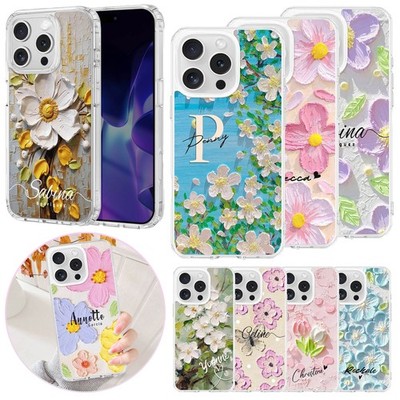 Phone Case For iPhone 15 16e 14 17 Pro Floral Personalised Magsafe Hard PC Cover