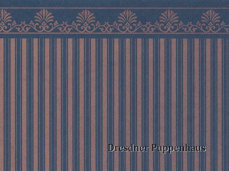 STREETS AHAED DOLLSHOUSE Tapete Majestic Blau-Gold, Puppenhaus, Puppenstube 1:12