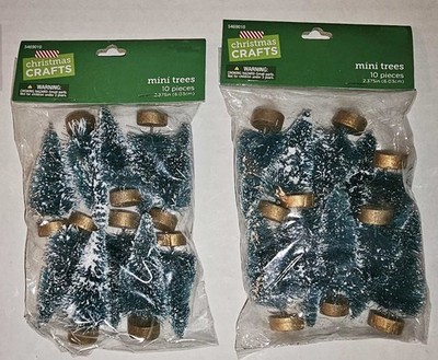 Bottle Brush Trees Lot of 20 Mini 2.5'' Trees Flocked Green Hobby Lobby Christmas