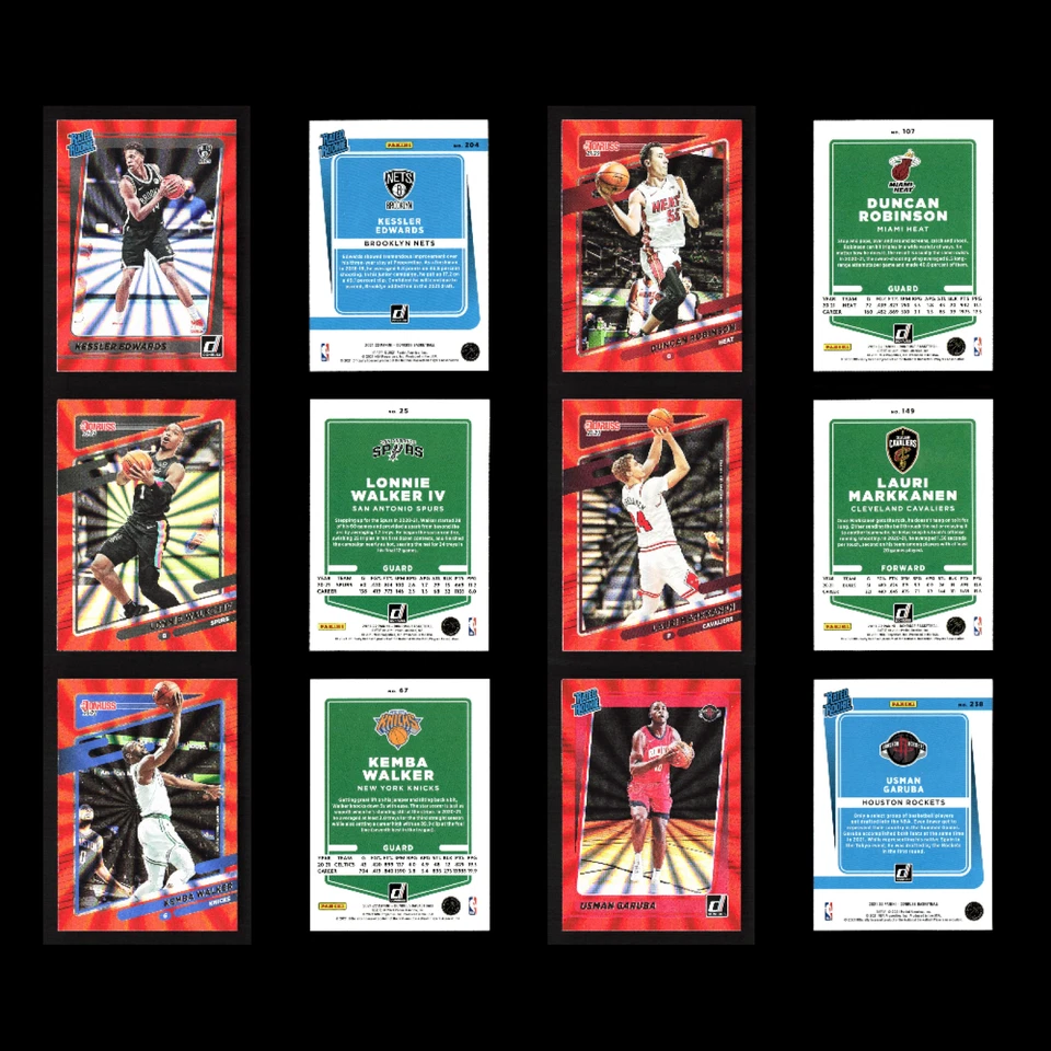 Lote (86) Cartões de Basquete Donruss Novatos/Paralelos/Inserções/Laser Laranja/Verde - Imagem 3 de 4