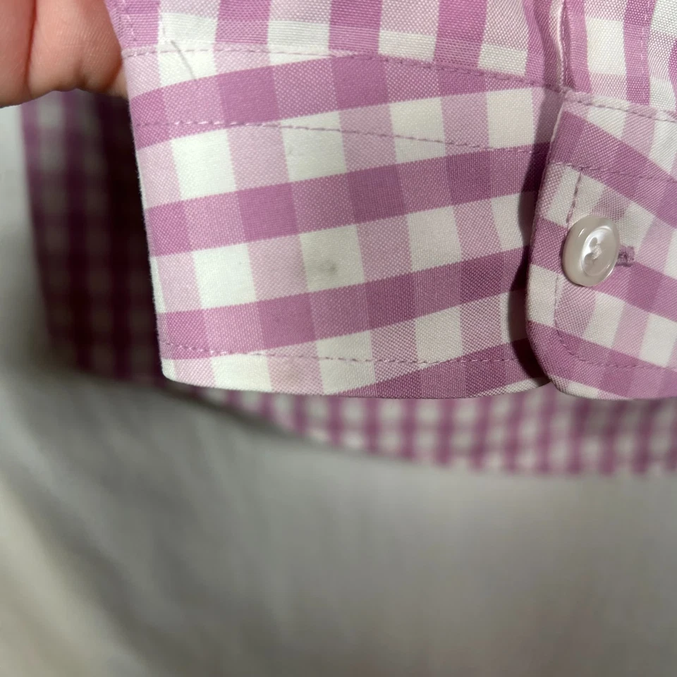 LL Bean Button Up Womens Sz 2XL Wrinke Free Long Sleeve Purple Check - Image 3 of 4