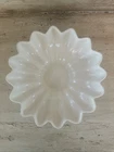 Red Wing Pottery Console Bowl 1620  Cream White About 10" x 3" Fluted Lotus Dish
