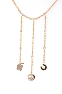 Chopard 18K Yellow Gold Happy Diamonds Good Luck Clover Horseshoe Heart Necklace