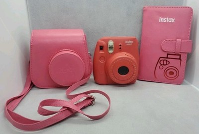 Pre-Owned Fujifilm Instax Mini 8 Instant Camera Red w Pink Case & Photo Album 