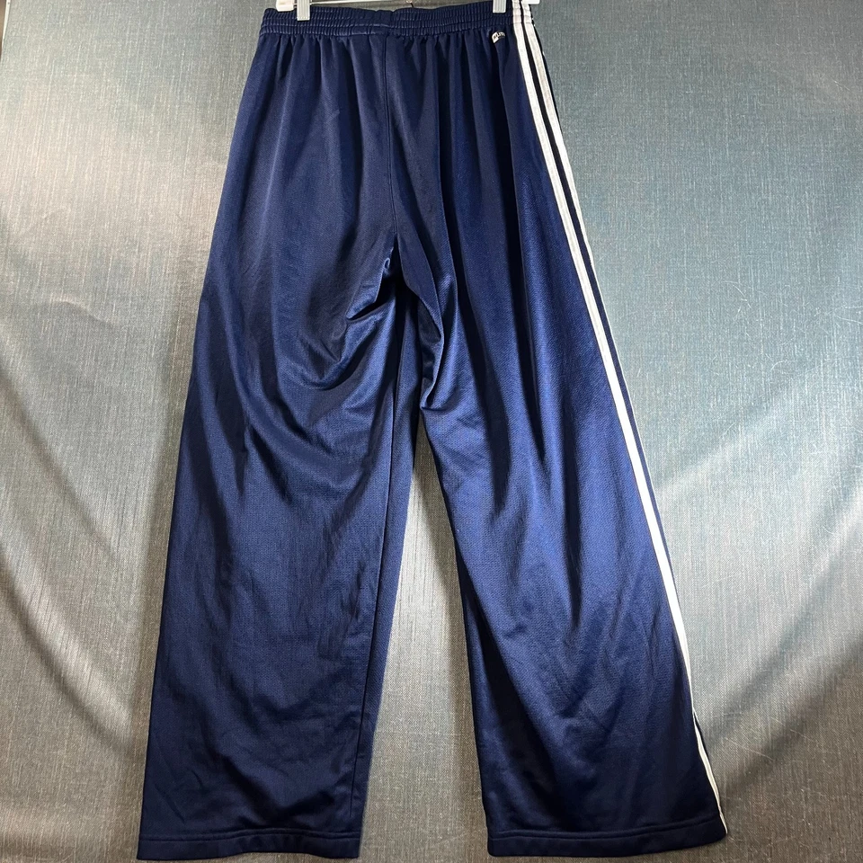 Adidas Men's Track Pants Size L Blue White 3-Stripe Mesh Athletic Warmup Relaxed - Image 4 of 4