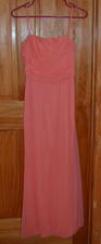 David's Bridal Sleeveless Maxi Long Formal Dress Coral Reef Polyester Sz 2 Lined