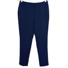 Chico's The Ultimate Fit Ankle Pants Size 0 4 Navy Striped Career Office NEW