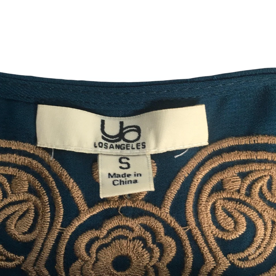 Vestido para mujer Ya Los Angeles pequeño bordado boho campesino túnica faja corbata Foto 3 de 4