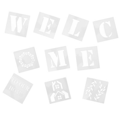 10 Stück Home Stencil Vorlage Hohlmalvorlage mit WILLKOMMEN Brief
