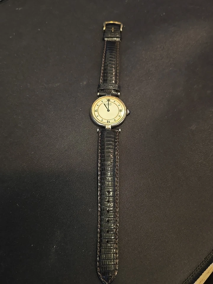 Reloj Cartier Vintage Números Romanos Correa Cuero 590003 Foto 2 de 4