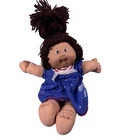 Vintage Cabbage Patch Kids Doll Coleco Brown Hair Brown Eyes Blue Sailboat Dress