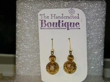 BEAUTIFUL VINTAGE GOLD FILIGREE DROP BEADED EARRINGS 4 FRENCH,HURET,LADY DOL