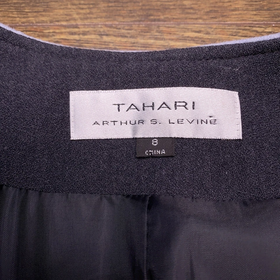 Chaqueta Blazer Tahari 8 Gris Lana Carrera Foto 4 de 4