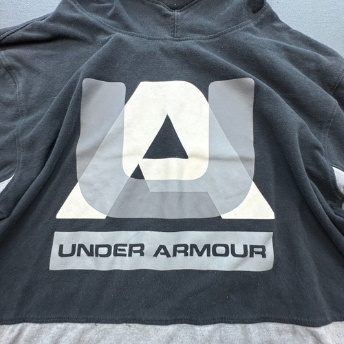 Under Armour Hoodie Kids Large HeatGear Black Gray Long Sleeve Logo Pullover - Picture 2 of 11
